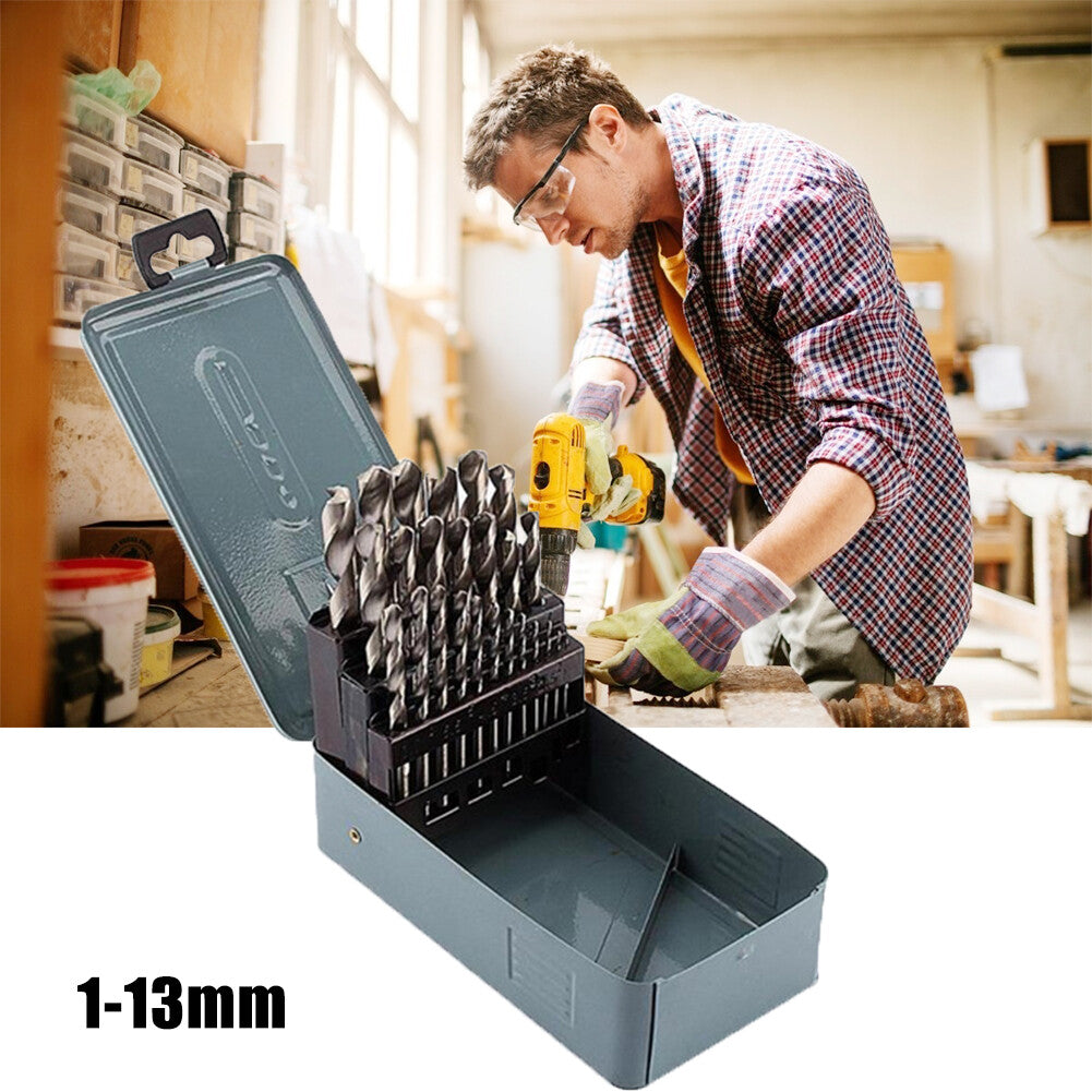 25 pièces HSS Twist Perceuse Bit ensemble 1-13mm 135 Degree Split Point pour l'acier métallique avec métal