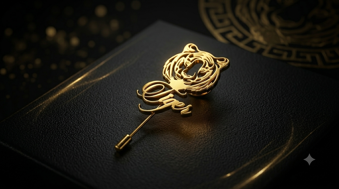Pinceau personnalisé en argent plaqué or 24K