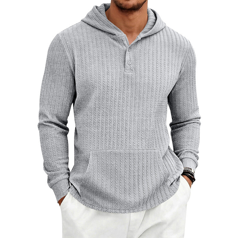 Herringbone Jacquard Texturé Casual Hommes Hoodie