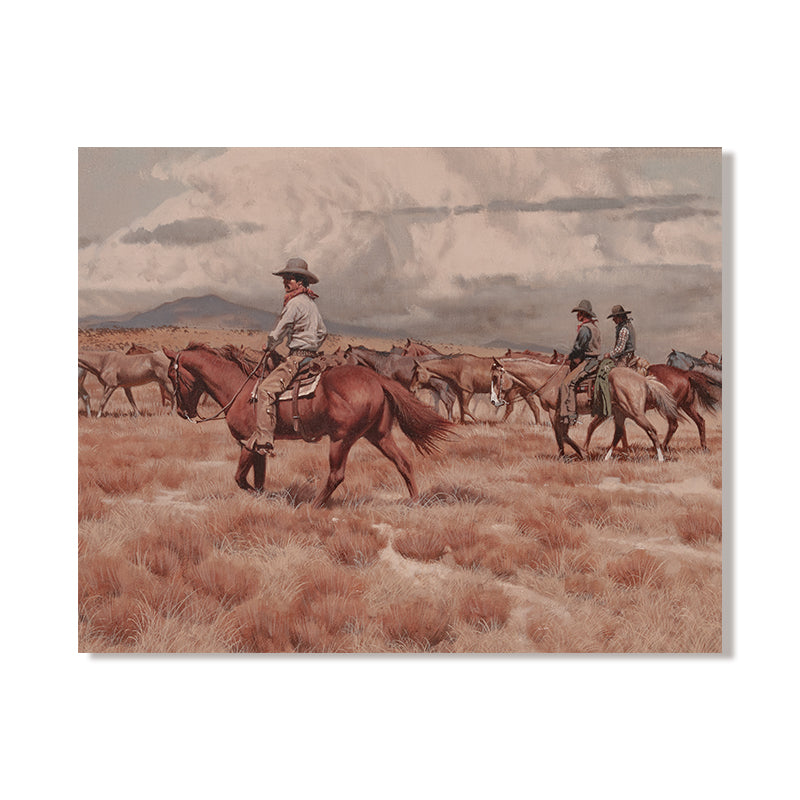 Accueil Mode Vintage Cowboy Portrait huile sur toile affiche
