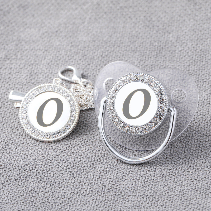 Transparent argent 26 lettres perceuse de tache bébé avec courroies de fermeture diamant
