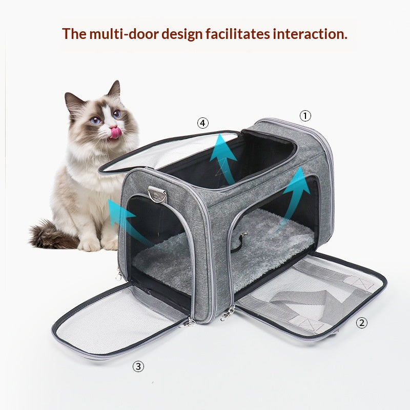 Transporteur d'animaux de compagnie pliable de grande capacité pour avoir sorti votre chat