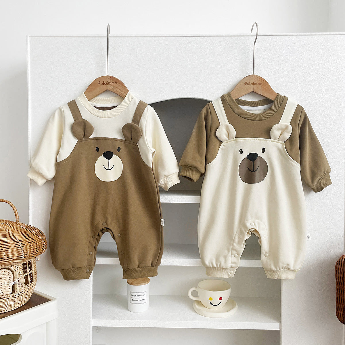 AutumnHiver Style Petit ours faux deux pièces manches longues Onesie