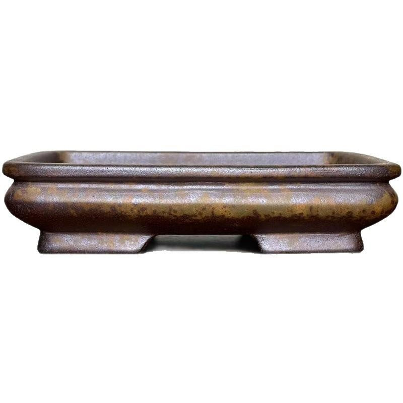 Pot rectangulaire en argile Yixing vieilli au feu de bois