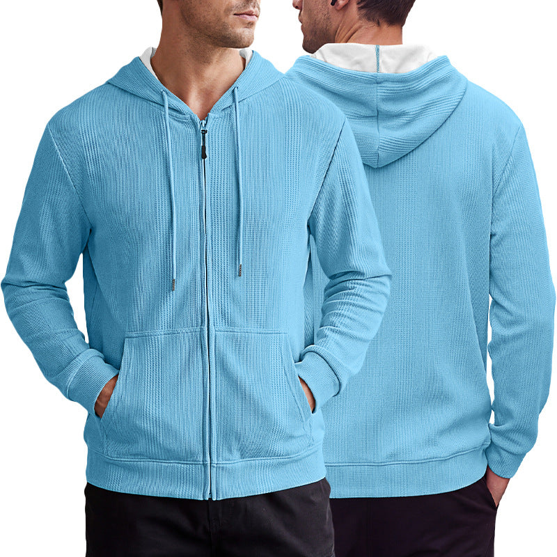 Veste de cardigan à capuche à capuche Jacquard style homme