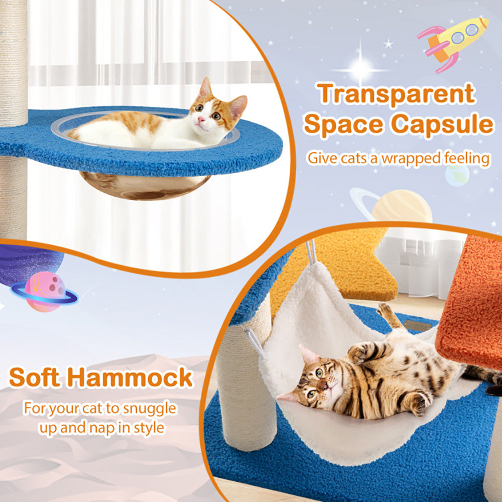49 Inches Tall Cat Tree avec OVNI Top Perch Space Capsule et Sisal Scratching Posts