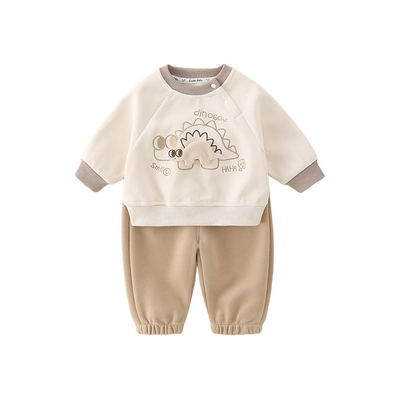 Garçons 2 pièces Caricature 3D Dinosaur Outdoorwear Ensemble de printemps