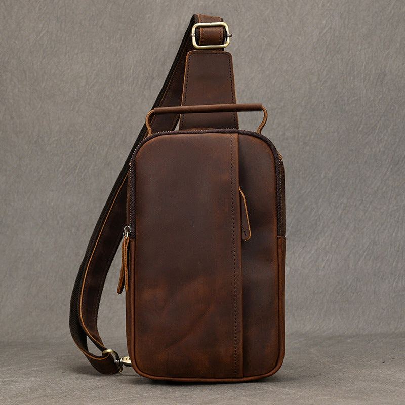 Sac d'épaule en cuir de vache pour homme
