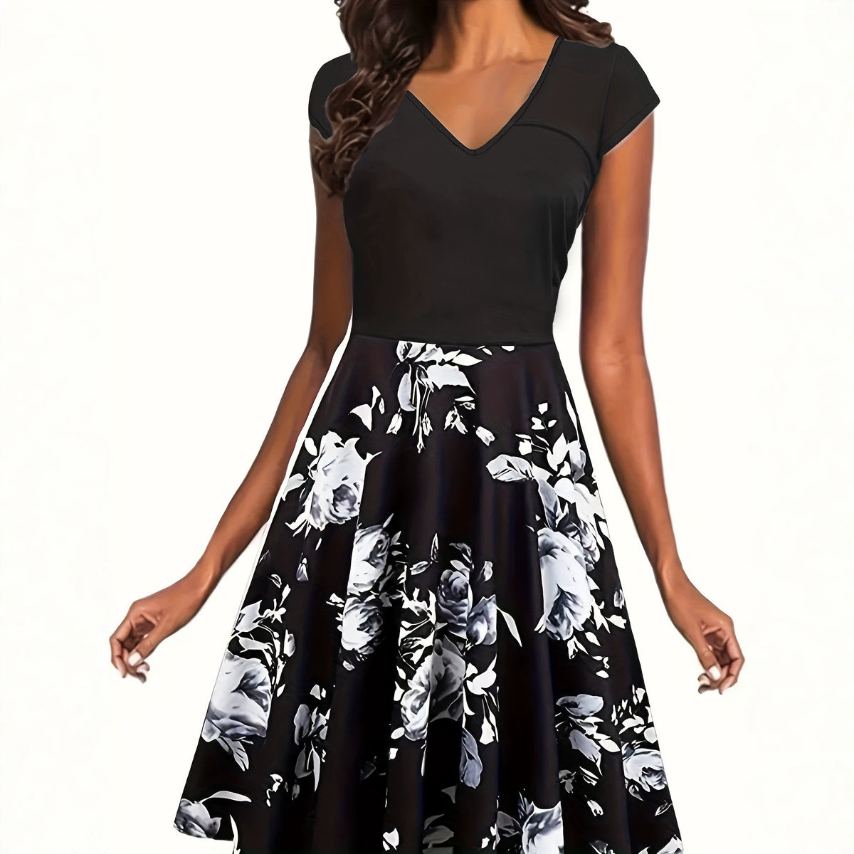 Women's Floral Print Elasticated Dress