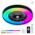 Éventail de plafond noir de 23 pouces avec LED RGB dimmable et changement de couleur