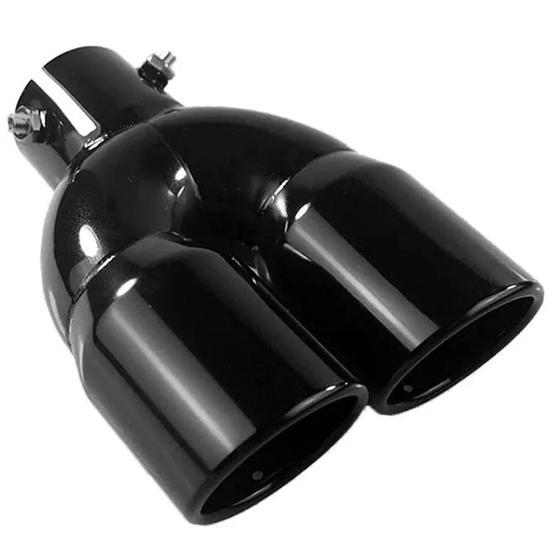 Universal Twin Dual Exhaust Trim Tip Double Silencieux Pipe Black Tail 63 Mm UK