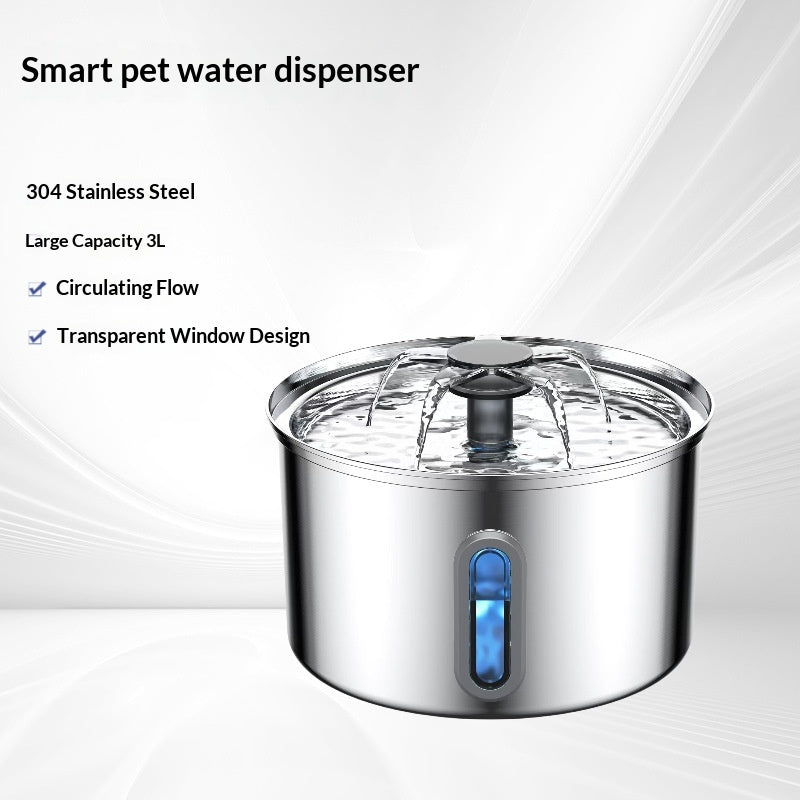 Animal Fontaine d'eau 304 Acier inoxydable Distributeur d'eau de chat
