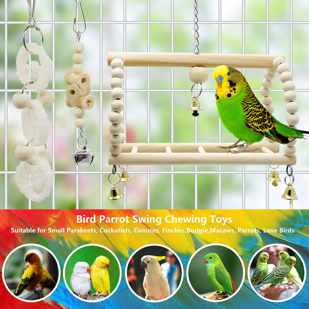 7 Packs Oiseau Swing perroquet Jouets d'échouement-Hanging Bell Bird Cage Jouets de jeu