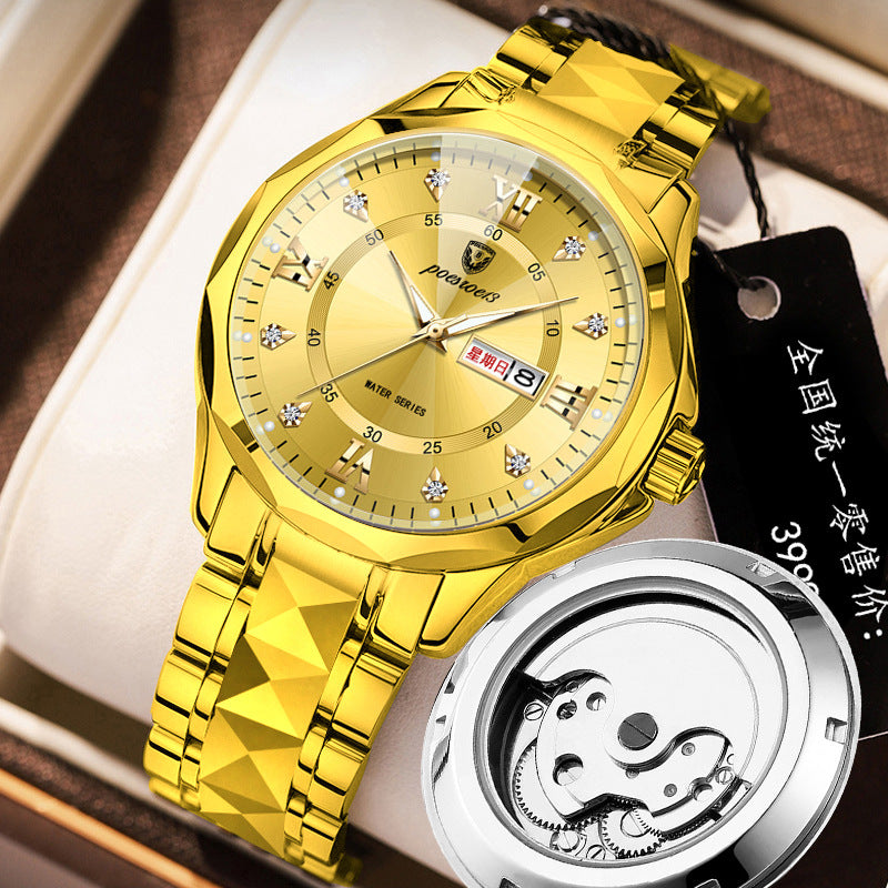 Montre à dos transparent de squelette mécanique pour hommes