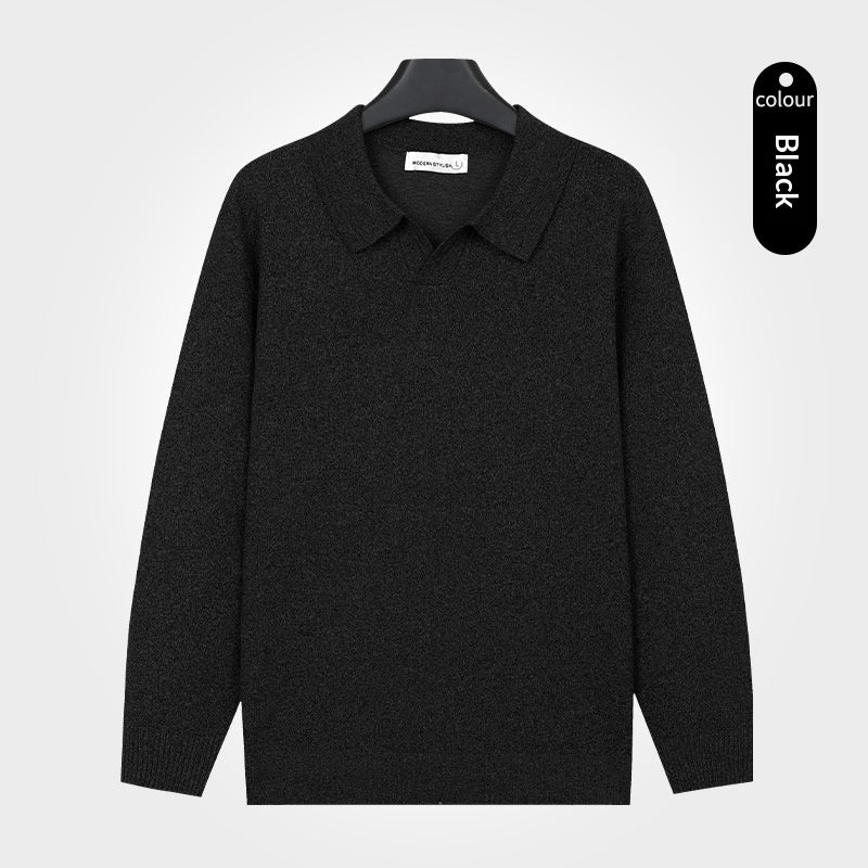 Pull à manches longues chaud à col V pour hommes