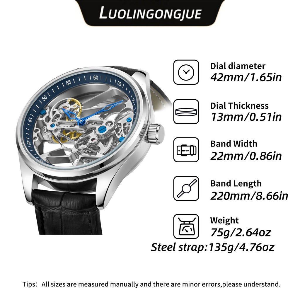 Montre mécanique automatique Hollow double face