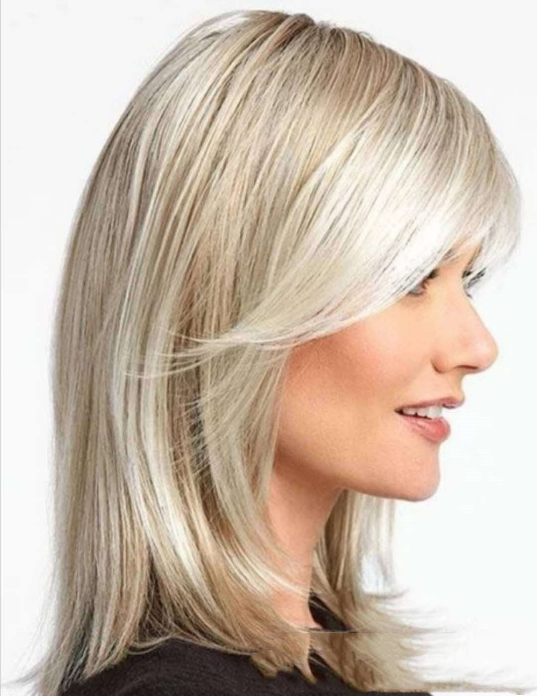 Long cheveux moyen Platinum Faits saillants Brun Gradient teint Cheveux chimiques fibre