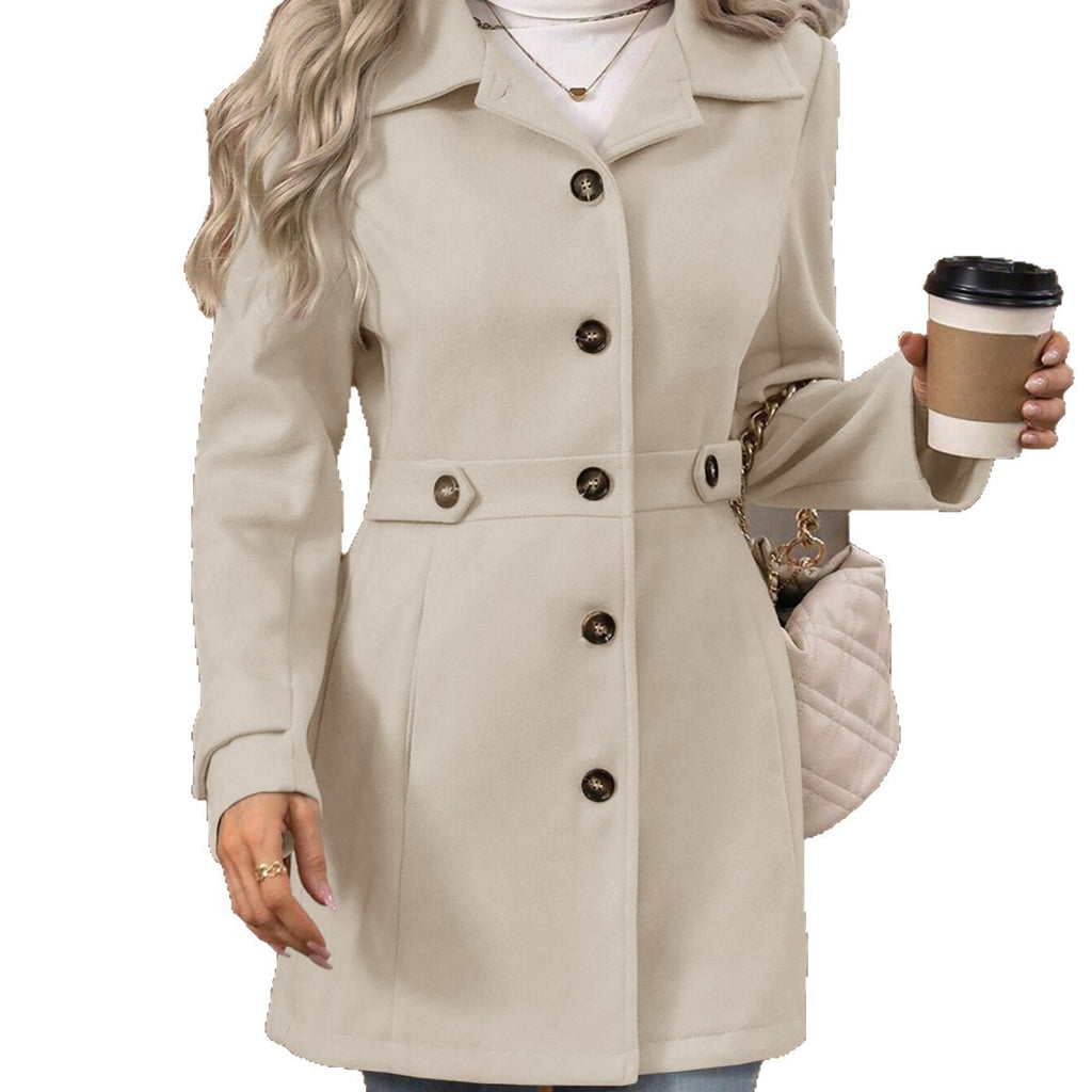 Élégant manteau de laine avec un lapel et des boutons