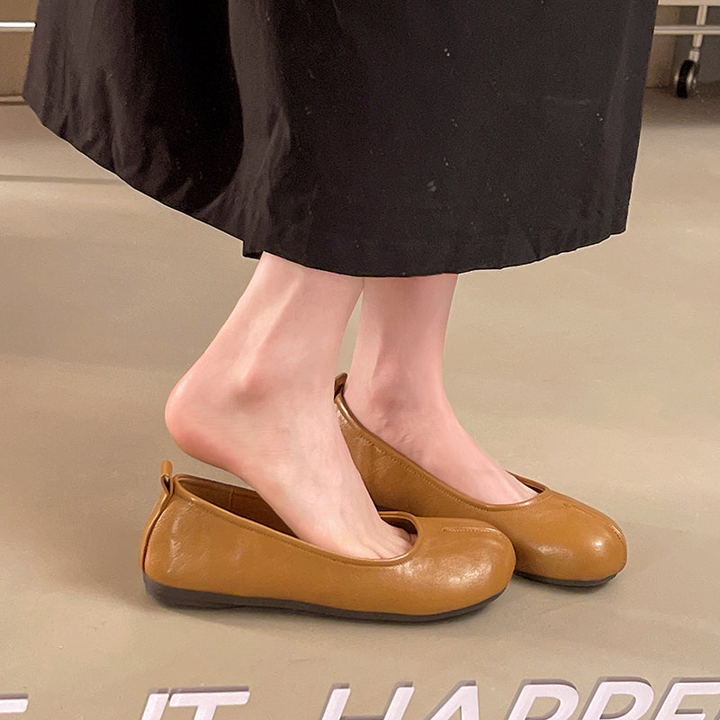 Soft Leather Soft Sole Confortable Ballet Flats Summer Shallow Bouche Robe Match Mary Jane