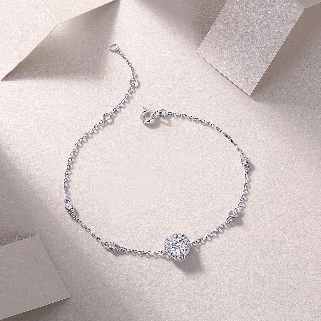 S925 Bracelet en argent 1,5g Moissanite