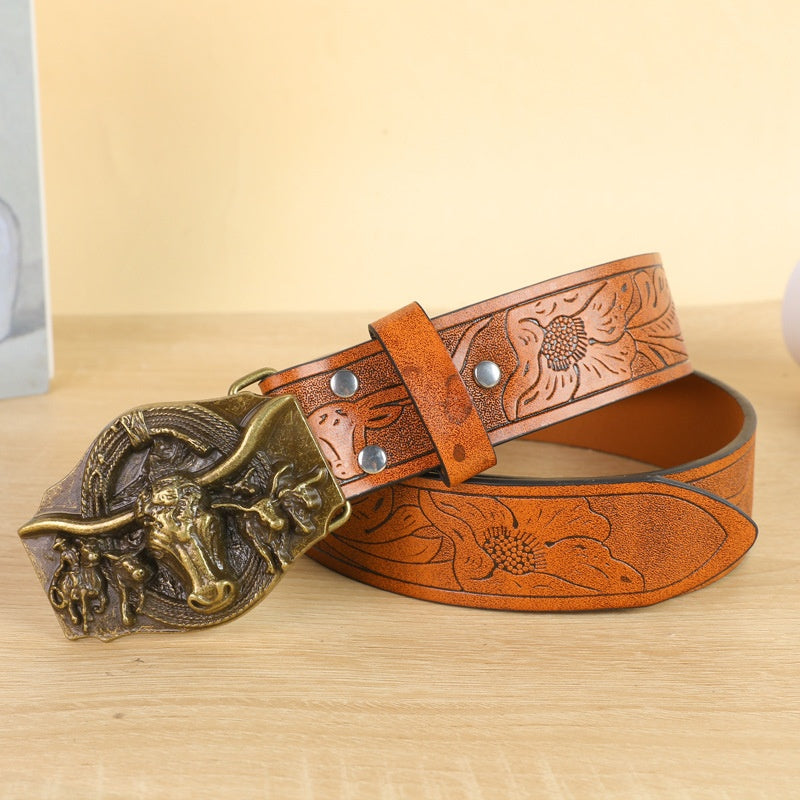 Ceinture de vache boucle tête hommes