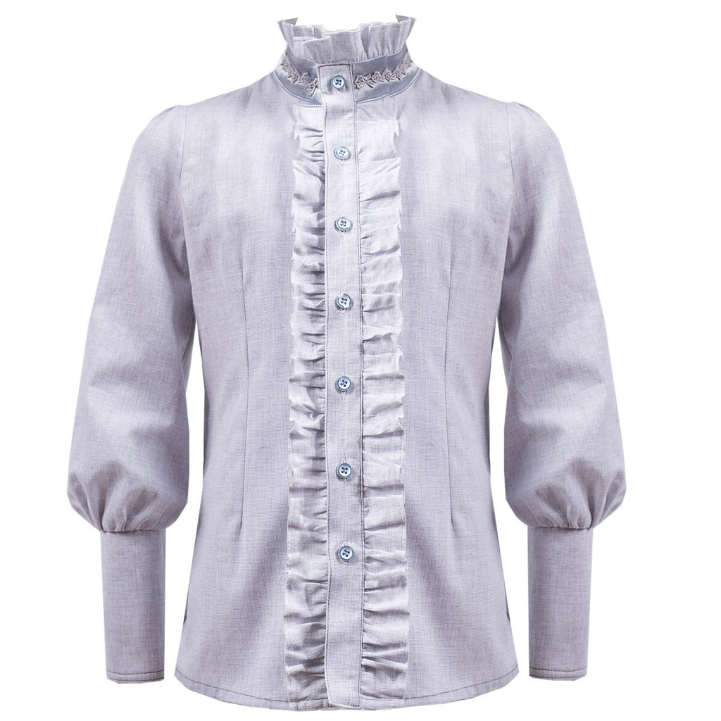 Garçons Chemise en coton manches longues Formel Casual Top Bleu Gris Enfants 3-14Y
