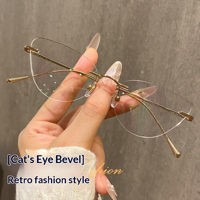Verres à oeil de chat en titane pur pour femmes Ultra-léger Confortable et Bleu-léger Blo
