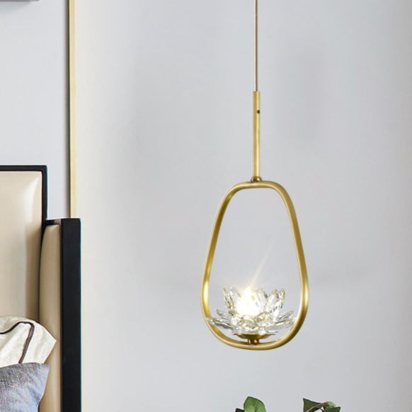 Lampe de pendentif en cuivre à tête unique créative pour Balcon Hallway et chambre