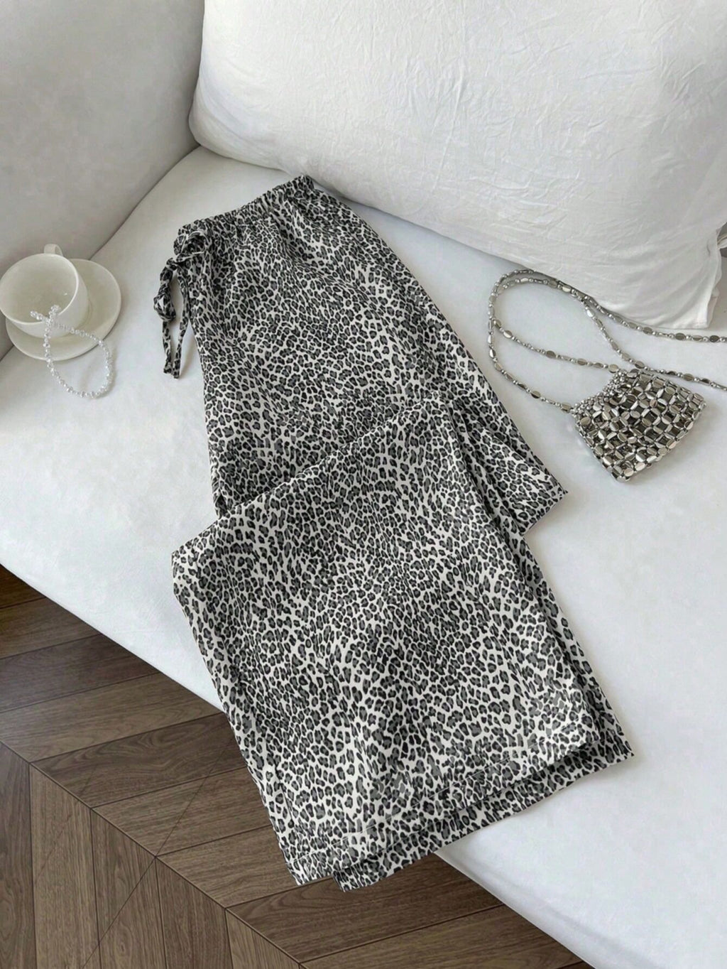 Femmes Relaxed-fit Casual Leopard-print Sweatpants de cordon de drawstring