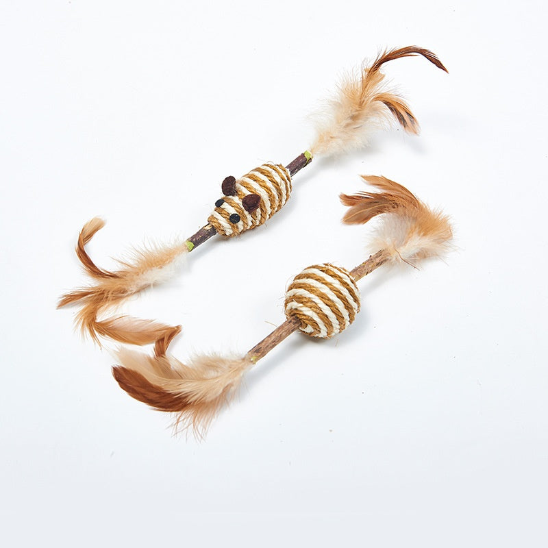 Feather Sisal Polygonum Multiflorum Auto-pet Cat Supplies Molar Dent Toy