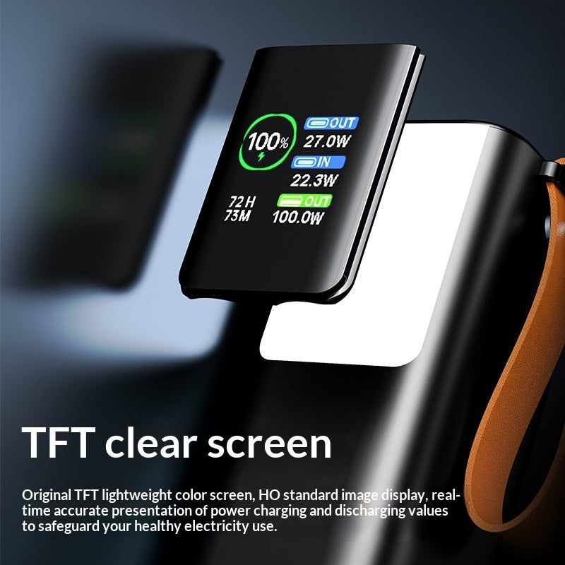 Chargeur portable haute puissance avec câble rétractable charge rapide écran couleur TFT Et Alu