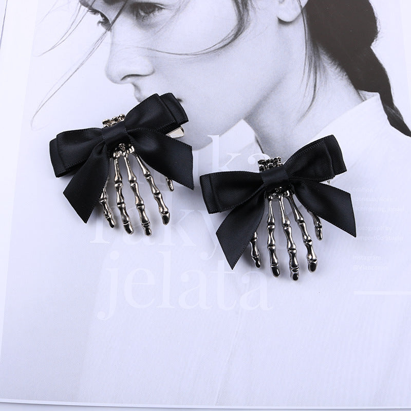 Personnalité Bow Crâne Ghost Main Griffe épingle à cheveux Headdress Retro Duckbill
