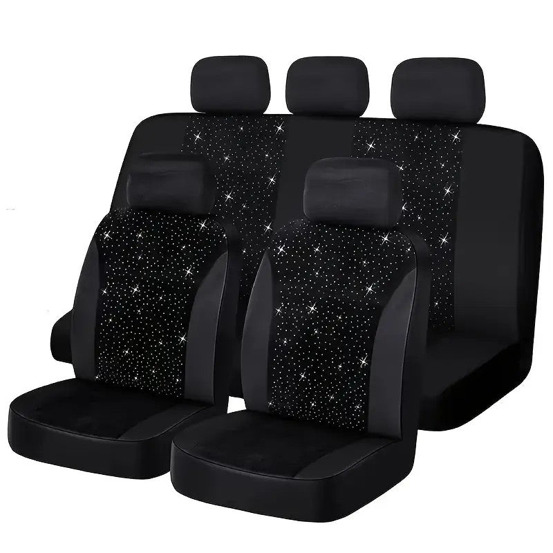 5-Seat Car Seat Cover, Classic And Timeless Design, Thin 2mm Thickness, Suitable For All Seasons Rhinestone Seat Cover