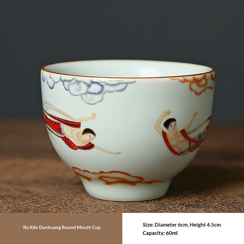 Ruyuan Dunhuang Hovering Lid Ceramic Bol à trois pièces à thé
