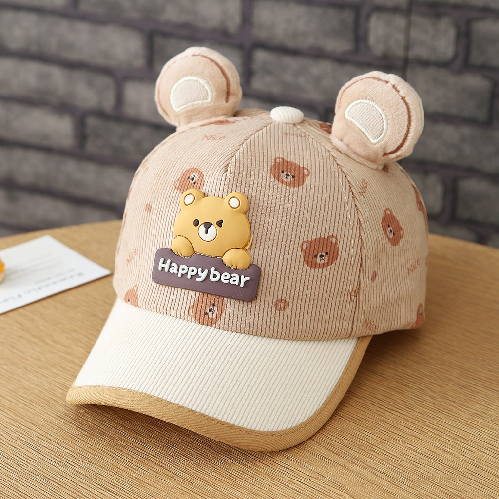Garçons et filles d'automne Patchwork Oreilles d'ours 3D Tête d'ours pleine impression Cap de baseball bébé - Perfec