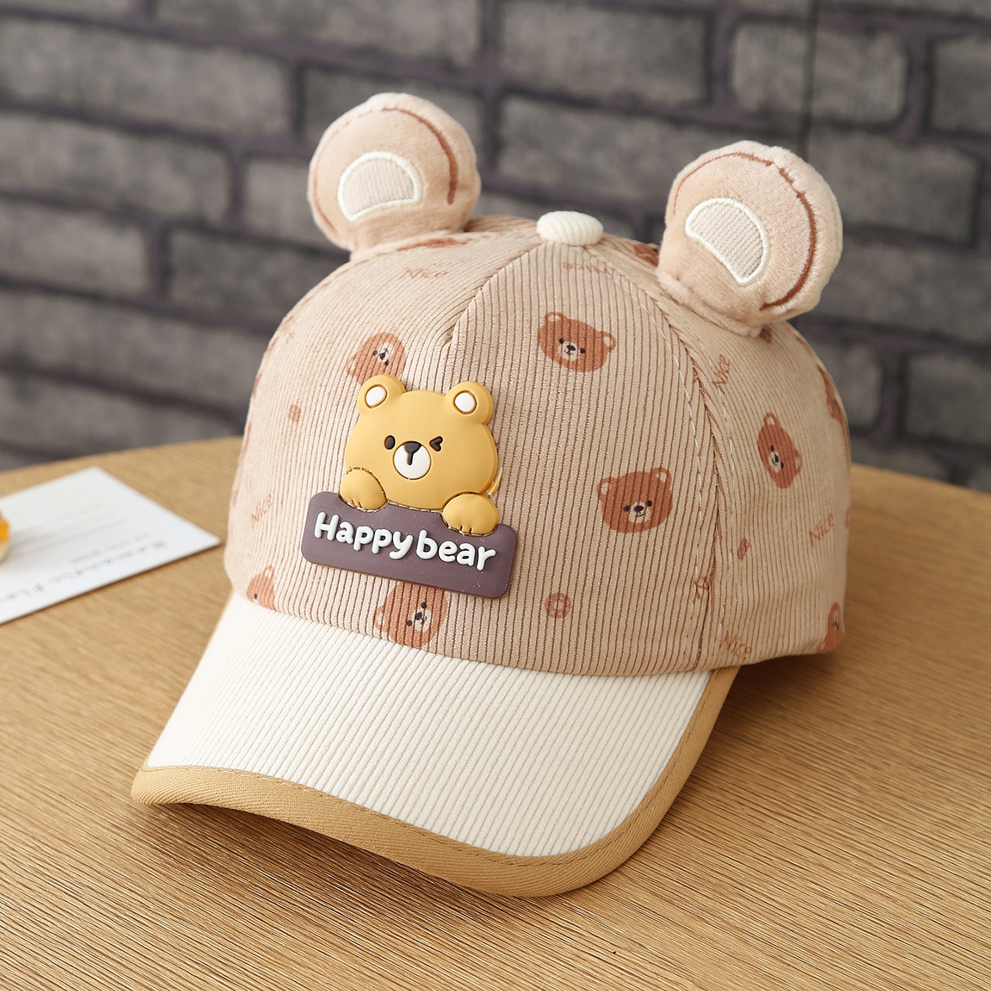 Garçons et filles d'automne Patchwork Oreilles d'ours 3D Tête d'ours pleine impression Cap de baseball bébé - Perfec