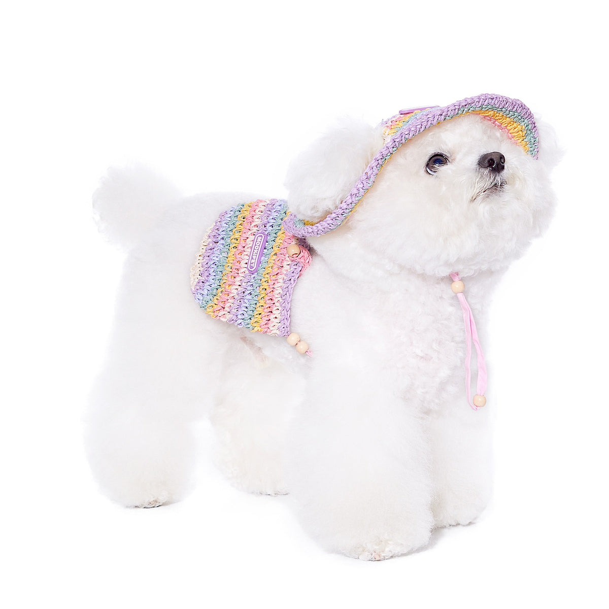 Woven Sun Hat Summer Petit chien Yorkshire Bichon Voyage style sac de voyage