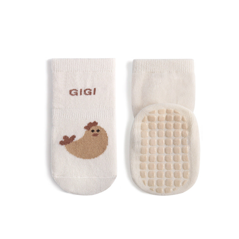 Chaussettes de sol en caoutchouc non glissées pour enfants mi-calf mignon caricature