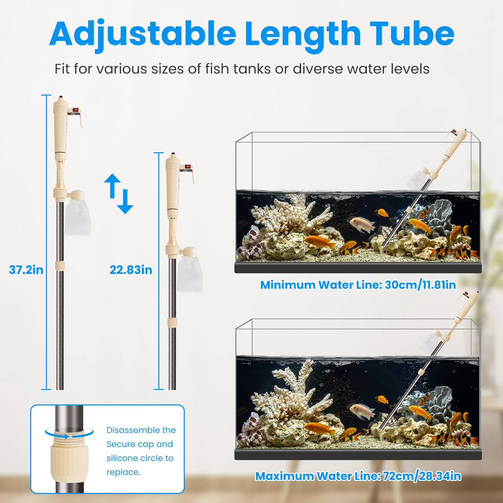 1 Set Multifonctionnel Electric Aquarium Gravel Cleaner Kit Longueur réglable automatique Fis