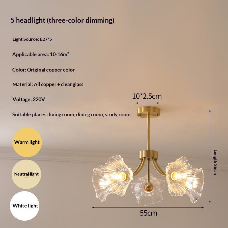 Lustre de style américain en cuivre massif