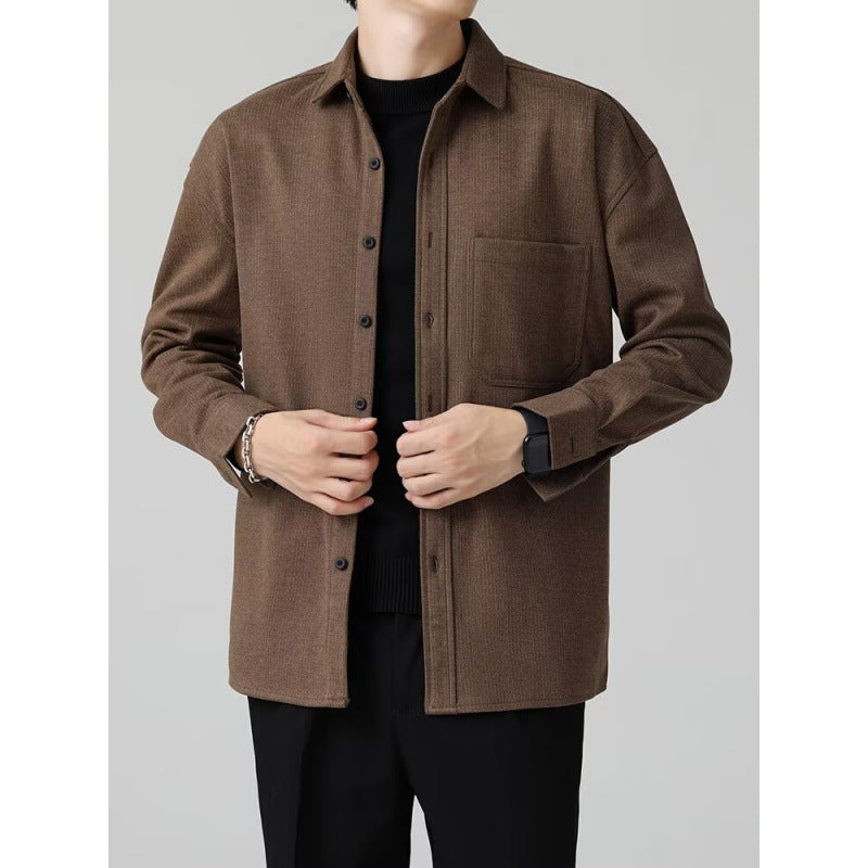 Élégante manches longues Slim-fit Casual Hommes chemise de couleur unie pour le printemps et l'été