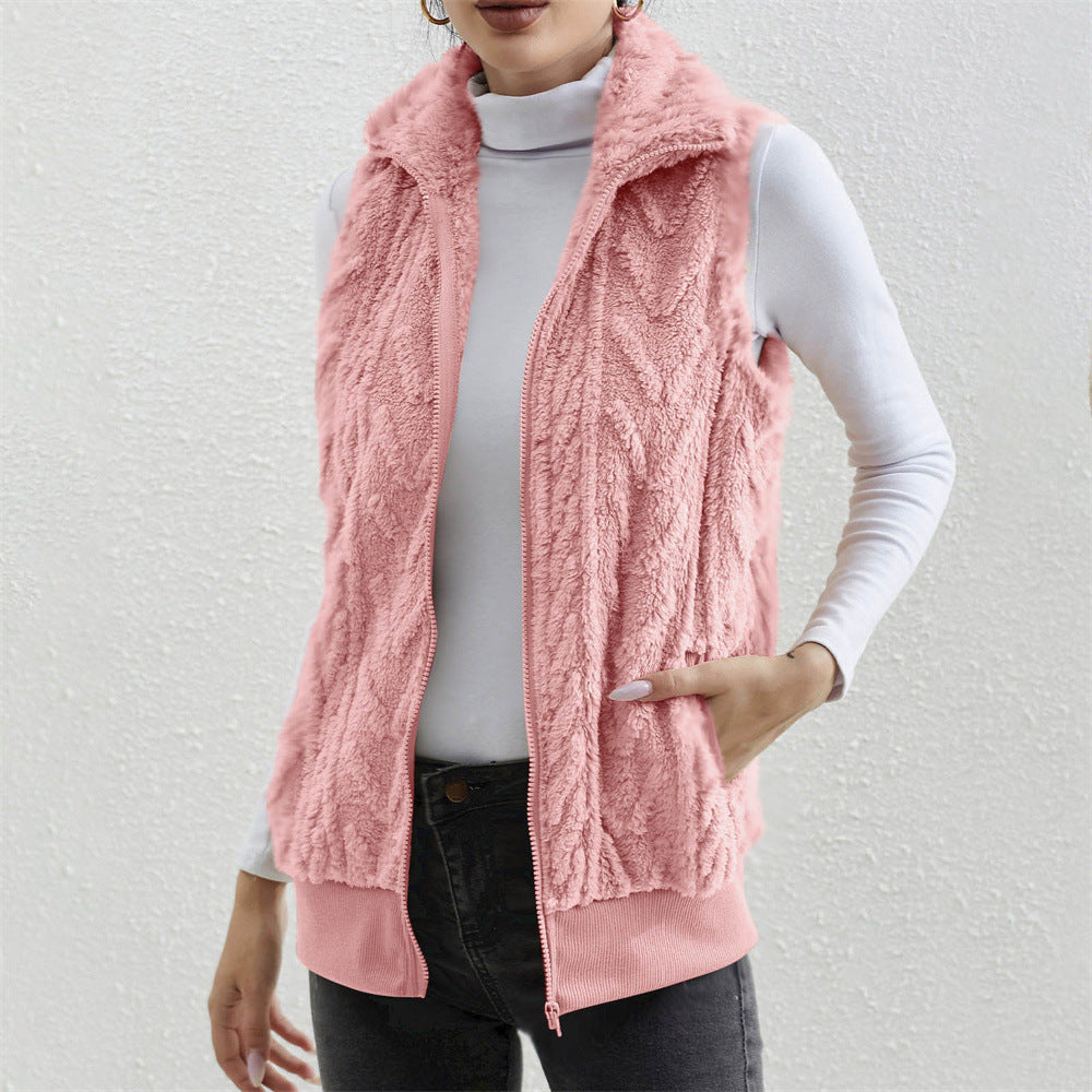 Veste sans manches Jacquard épais pour femmes