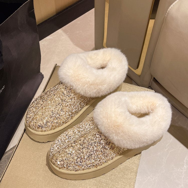 Bottes de neige doublées en polaire pour femmes plus de taille