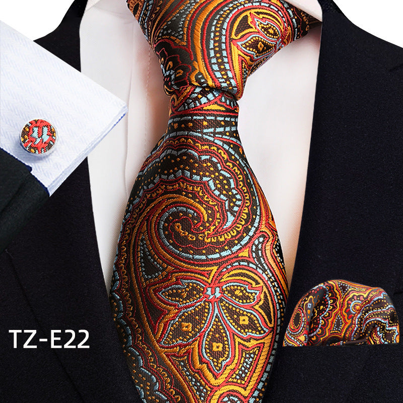 Paisley Tie Square Scarf Pocket Square Cufflinks Ensemble de trois pièces
