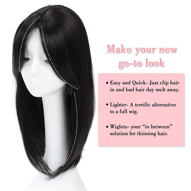 Coiffure longue droite moyenne femme - Coiffure synthétique pour couvrir les racines grises