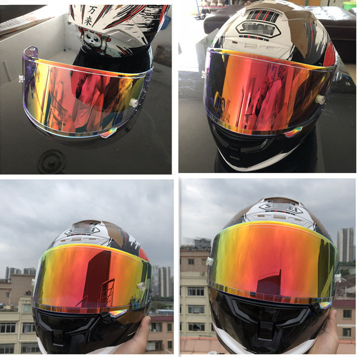 Convient pour le casque RYD Electroplating Lens Full Face Casque Sunscreen Lens Antifog Set