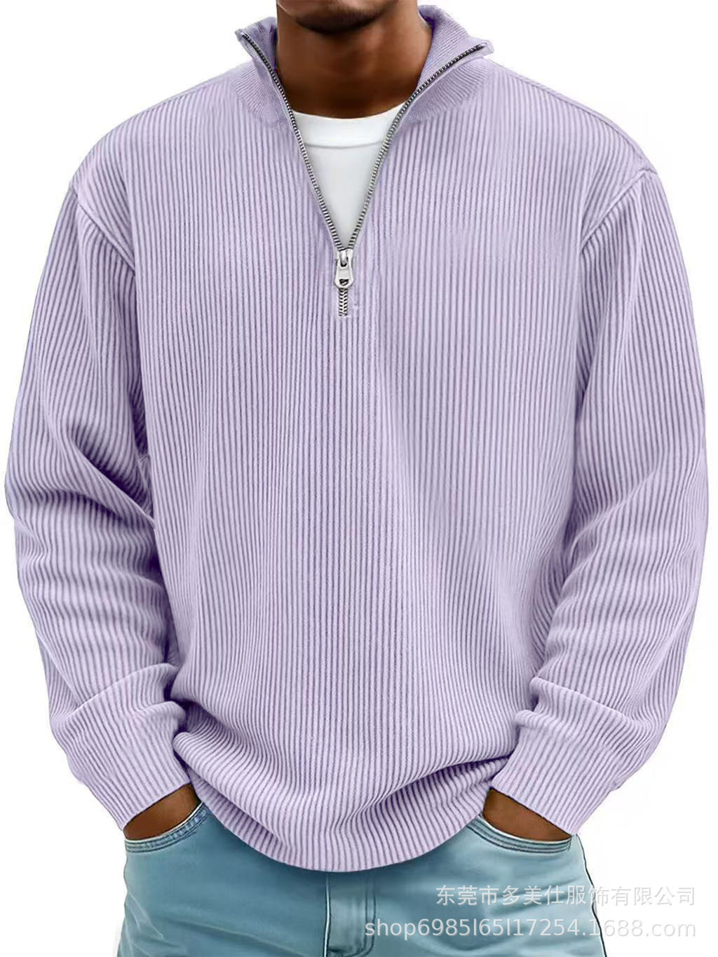 L'automne d'Amazon et l'hiver des hommes Casual Stand-Up Collier zipper Corduroy manches longues hommes