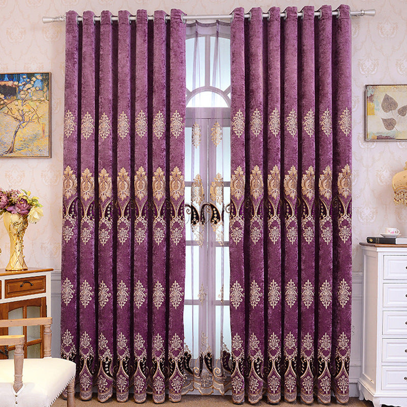 Chenille Broderie Sunshade Rideau Tissu pour chambre et salon