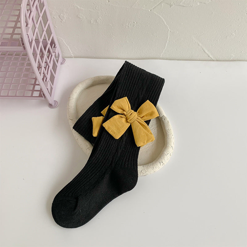Pantyhose de couleur solide Bow pour les filles