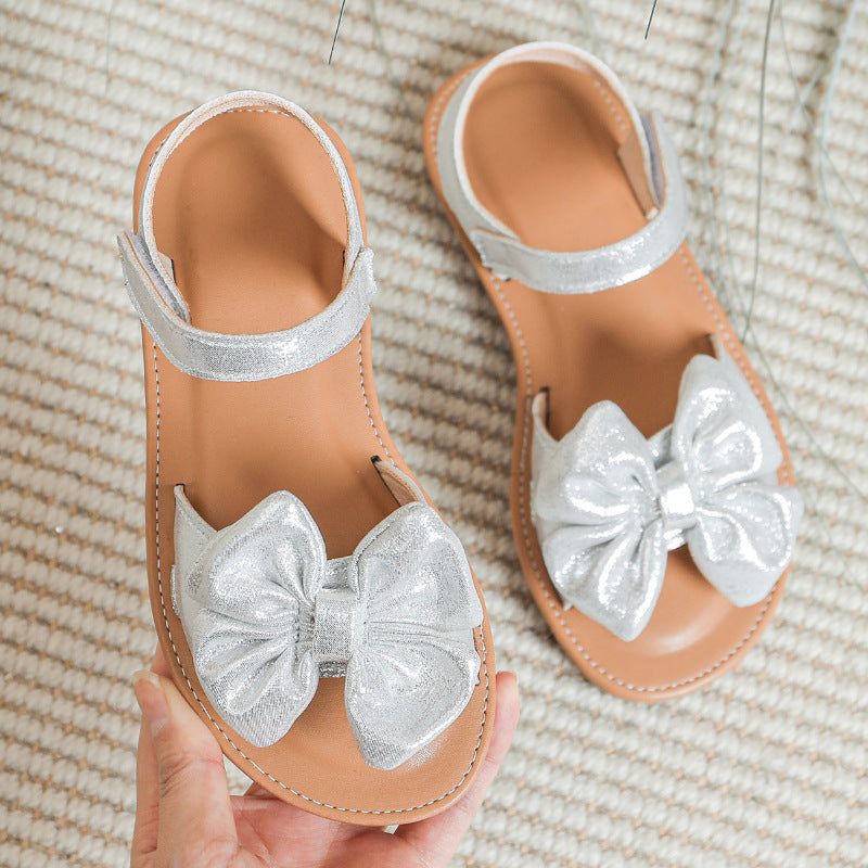Été Arrivée Argent Bow noeud mignon chaussures de bébé
